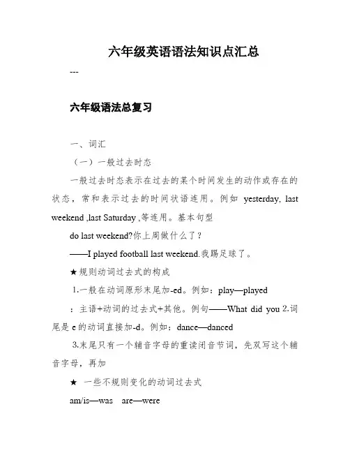 六年级英语语法知识点汇总