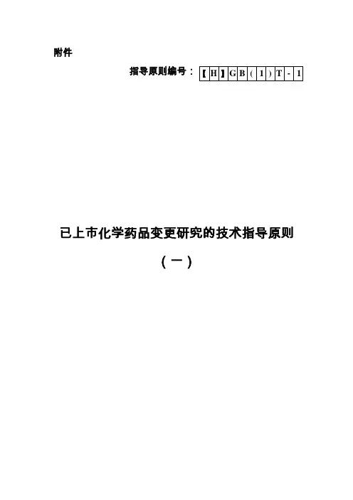 已上市化学药品变更研究的技术指导原则