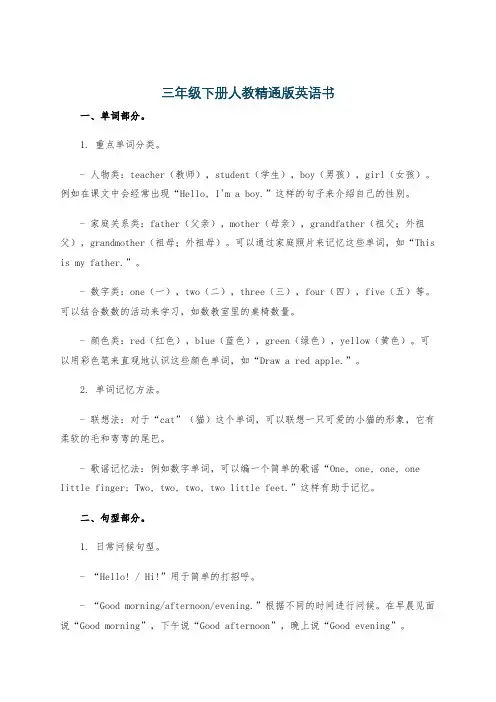 三年级下册人教精通版英语书