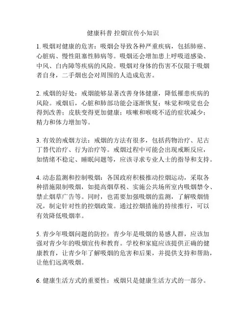 健康科普 控烟宣传小知识