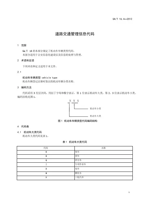 机动车车辆类型代码