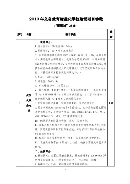 “班班通”参数