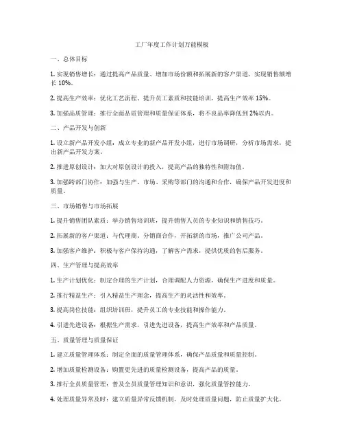 工厂年度工作计划万能模板