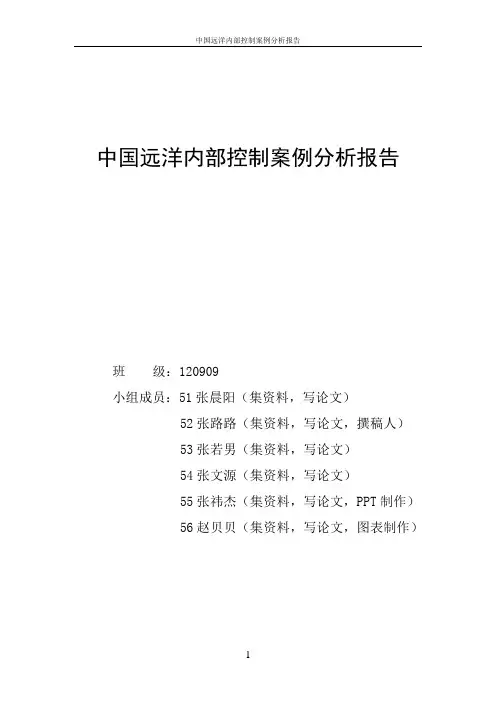 中国远洋内部控制案例分析论文