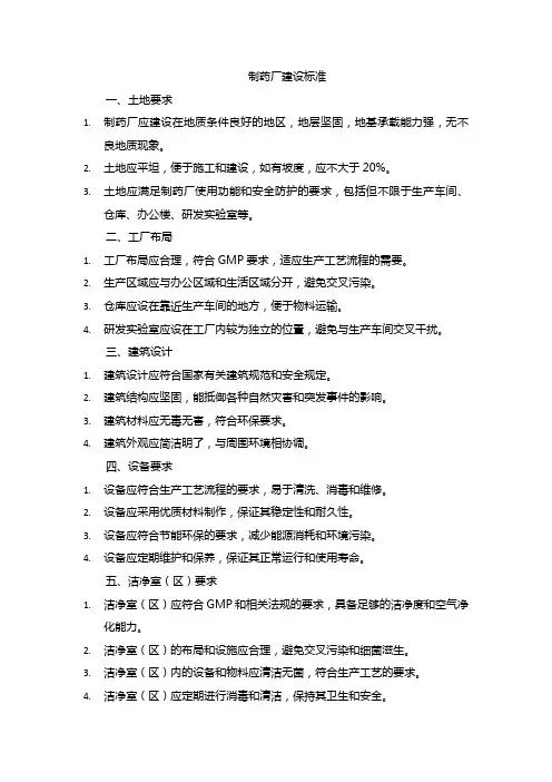 制药厂建设标准
