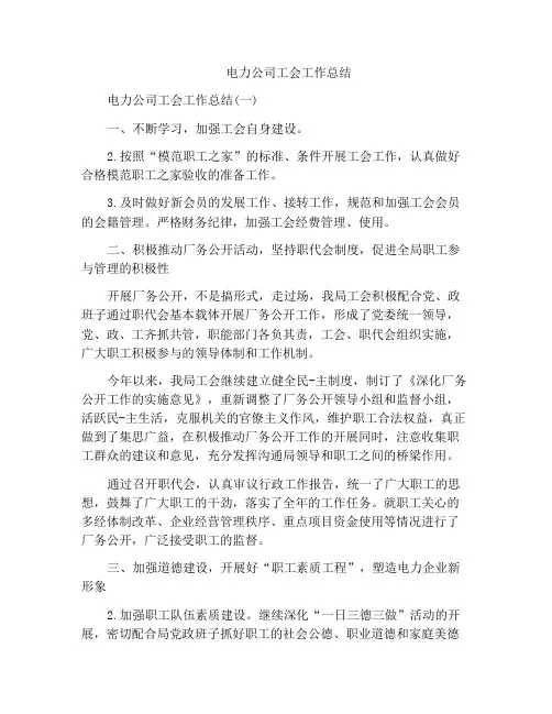 电力公司工会工作总结