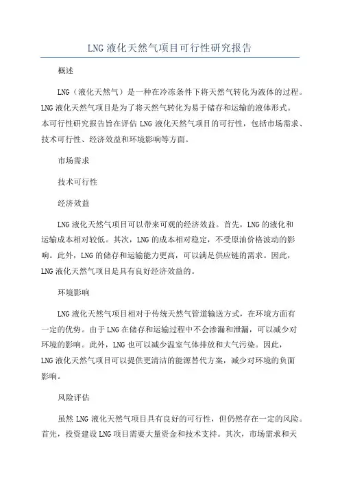 LNG液化天然气项目可行性研究报告