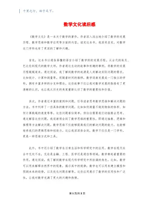 数学文化读后感