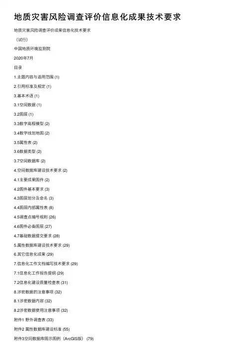 地质灾害风险调查评价信息化成果技术要求