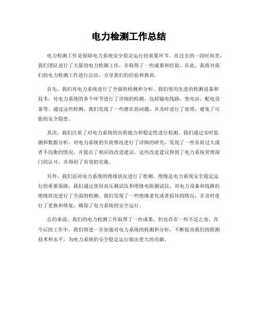 电力检测工作总结