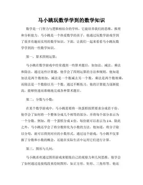马小跳玩数学学到的数学知识
