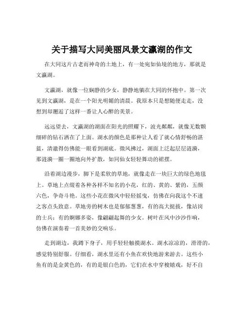 关于描写大同美丽风景文瀛湖的作文