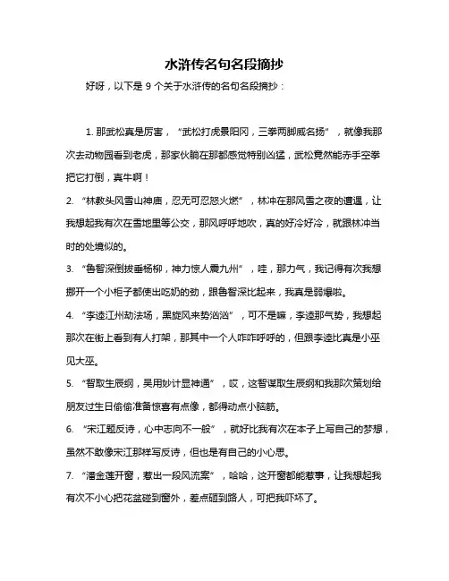 水浒传名句名段摘抄