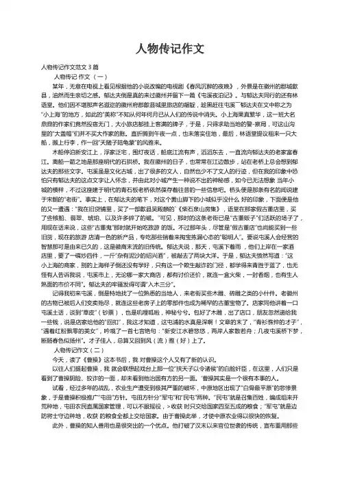 人物传记作文范文3篇
