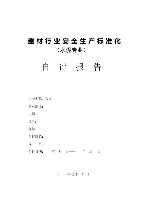 水泥企业安全生产标准化自评报告样版