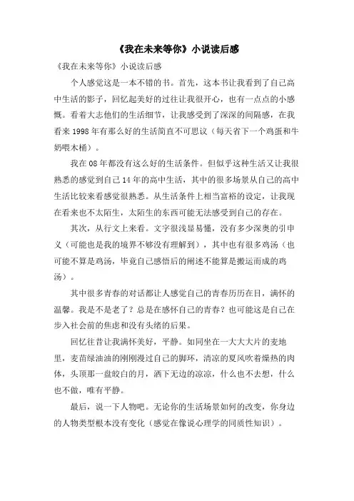 《我在未来等你》小说读后感