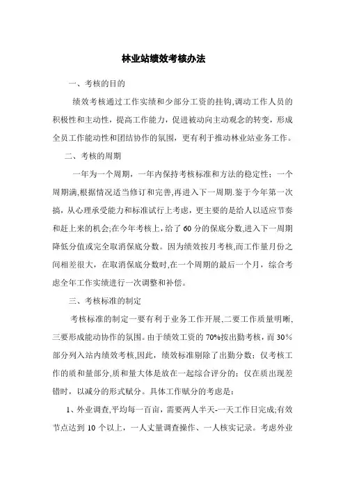 林业站绩效考核办法