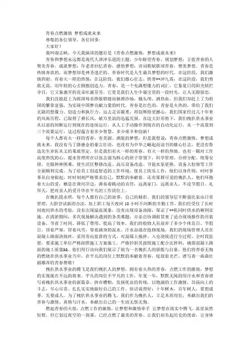 青春点燃激情 梦想成就未来