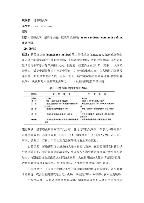 猪带绦虫病疾病详解