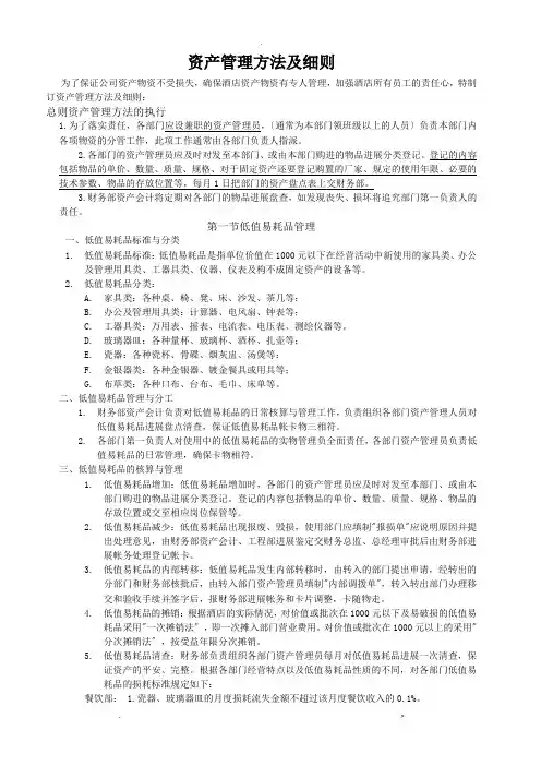 酒店资产管理办法及细则