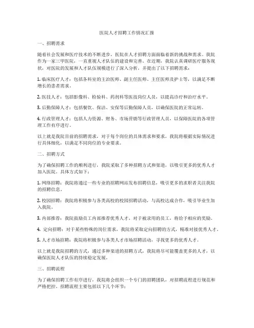 医院人才招聘工作情况汇报