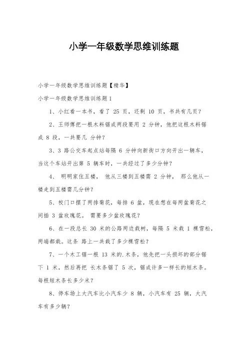 小学一年级数学思维训练题