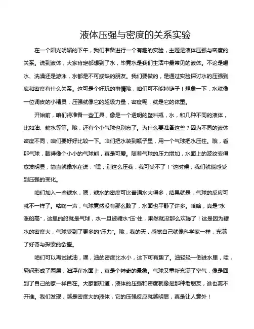 液体压强与密度的关系实验