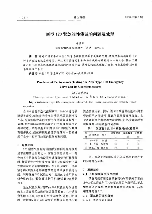 新型120紧急阀性能试验问题及处理