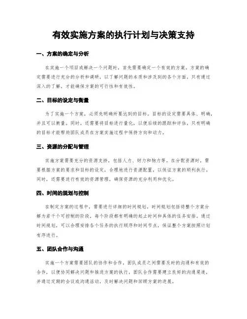 有效实施方案的执行计划与决策支持