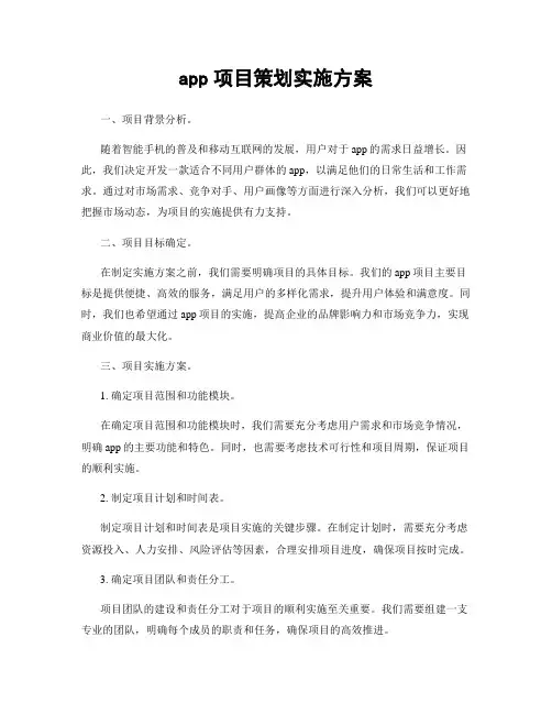 app项目策划实施方案