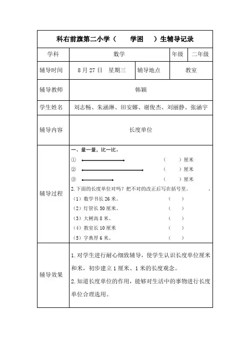 特长生、学困生辅导记录