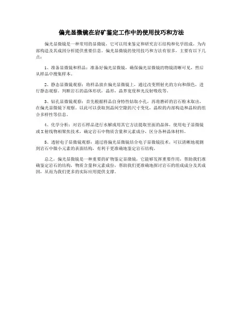 偏光显微镜在岩矿鉴定工作中的使用技巧和方法