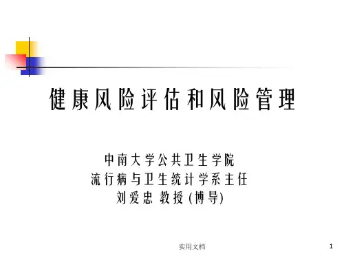 健康风险评估和风险管理ppt课件