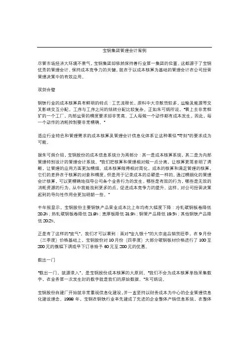 宝钢集团管理会计案例