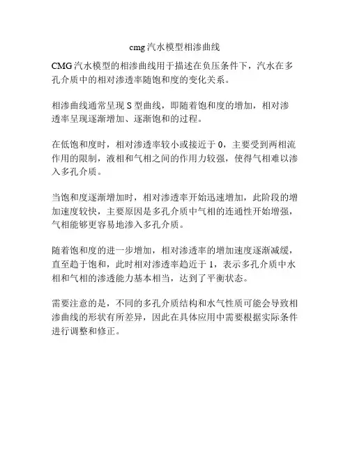cmg汽水模型相渗曲线