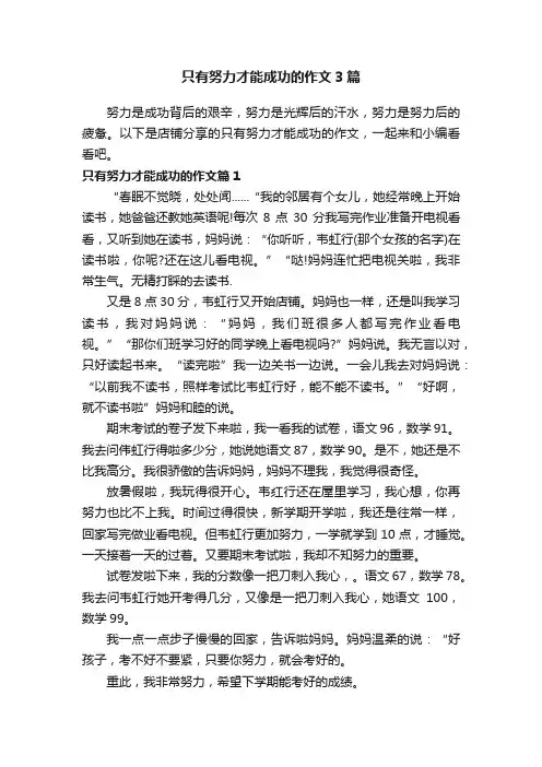 只有努力才能成功的作文3篇