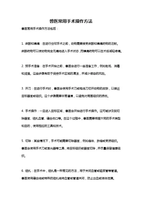 兽医常用手术操作方法
