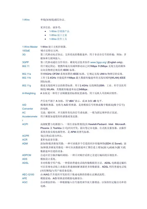 电子词汇英文缩写释义