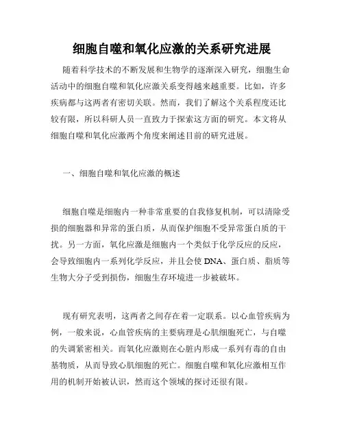 细胞自噬和氧化应激的关系研究进展