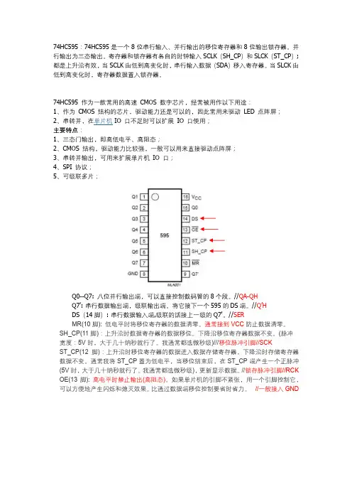74HC595芯片详细注解及驱动程序批注