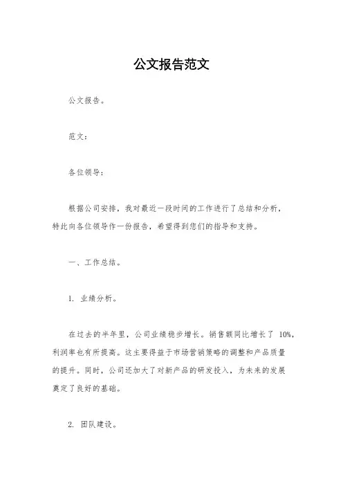 公文报告范文
