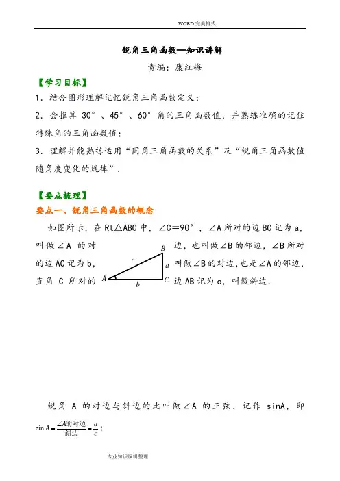 锐角三角函数_知识讲解