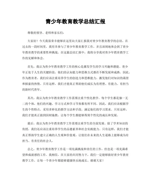 青少年教育教学总结汇报