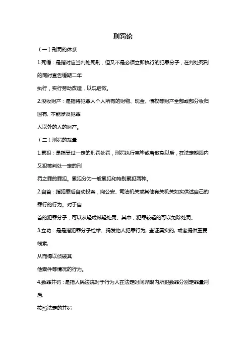 国家司法考试理论法必备基础概念《刑罚论》