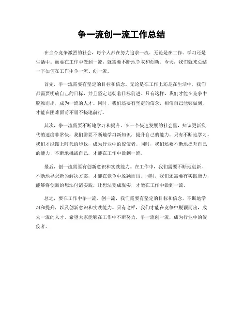 争一流创一流工作总结