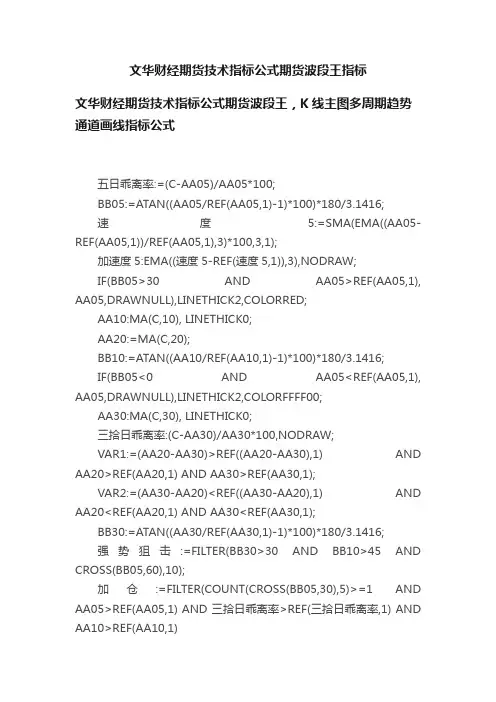 文华财经期货技术指标公式期货波段王指标