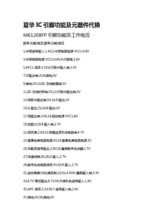 【2020最新智库】IC引脚功能及元器件代换