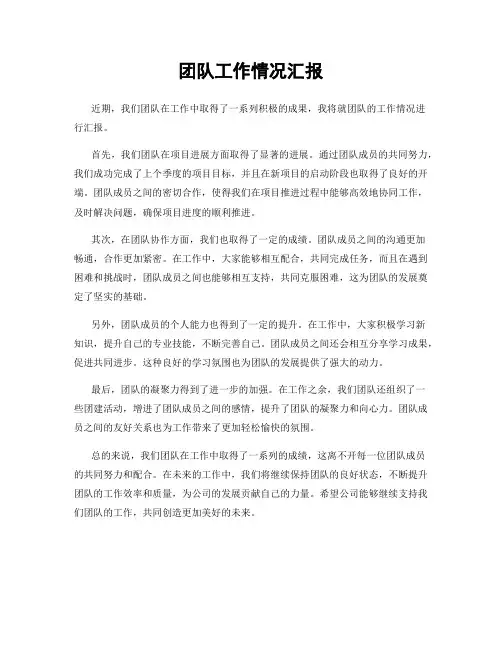 团队工作情况汇报