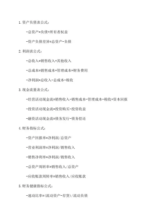 2024年财务管理公式