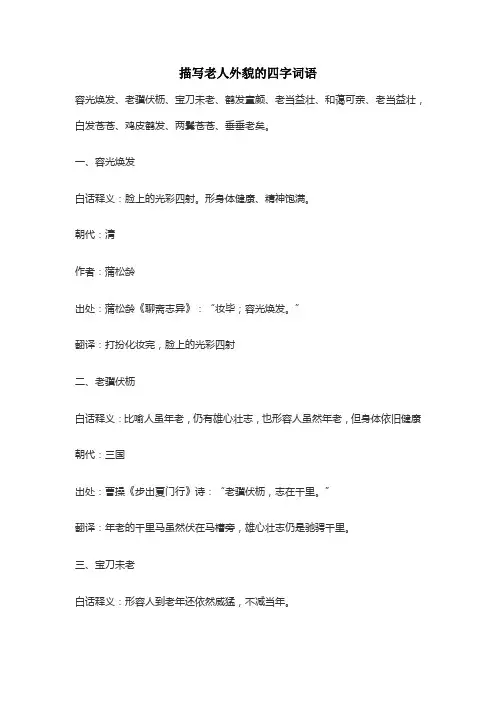 描写老人外貌的四字词语
